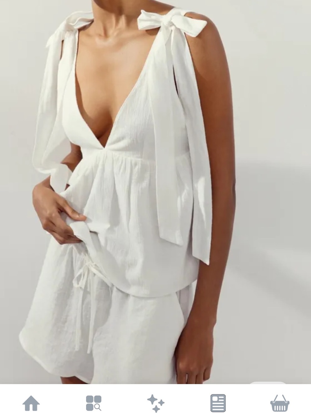 Zara White Tie-Shoulder Sleeveless Top